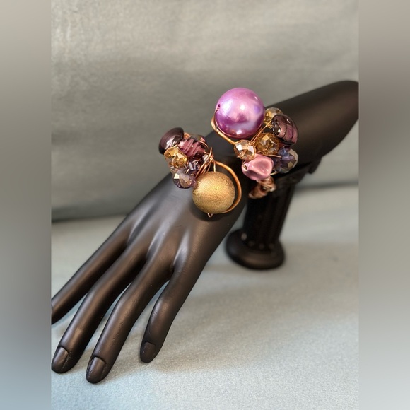 Handmade Wire-wrapped Bead & Gemstone Jewelry set. - Picture 6 of 10